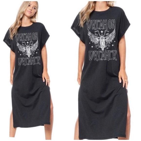 Dresses & Skirts - SOLD OUT Dream On Dreamer Black Motorcycle Tee Dress
